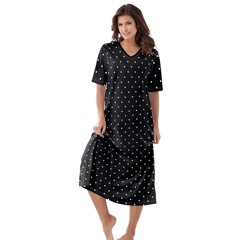 Black Polka Dot Sleep Shirt Size M/L - Picture 7 of 7